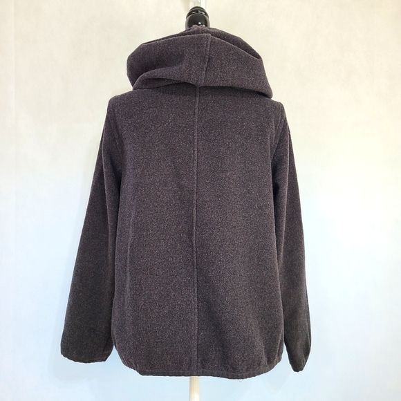 Eileen Fisher Hooded Wool Blend Coat - Picture 3 of 5